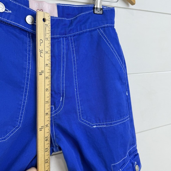 REVICE DENIM AVIATOR CARGO PANTS ELECTRIC BLUE WIDE LEG WOMEN 24 - Picture 12 of 16